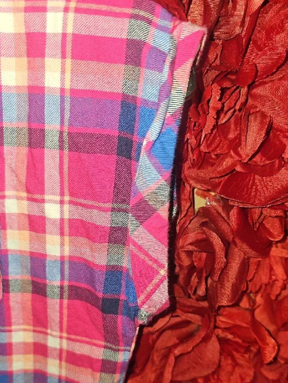 Cat & Jack Girls Pink and Blue Plaid Girls Peplum Style Dress Size 10/12